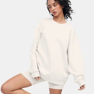 Mate the Label Fleece Oversized Sweatshirt in Bone